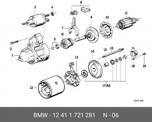 Привод с механизмом свободного хода, стартер 12 41 1 721 281 BMW