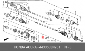 Шарнирный комплект, приводной вал 44306S3N951 HONDA