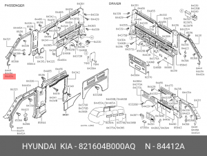 Уплотнитель двери 821604B000AQ HYUNDAI KIA