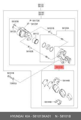 Комплект тормозных колодок, диско 58101-3KA01 HYUNDAI KIA
