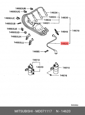 Провода высоковольтные системы зажигания (комплект) MD071117 MITSUBISHI