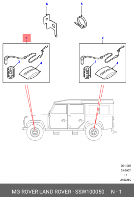 Датчик, частота вращения колеса SSW100050 LAND ROVER