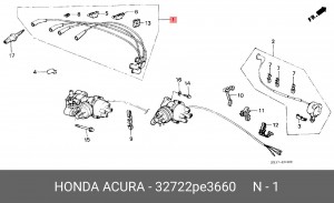 Ккомплект проводов зажигания 32722PE3660 HONDA