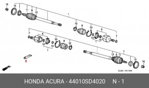 Шарнирный комплект, приводной вал 44010SD4020 HONDA