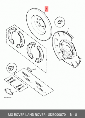 Тормозной диск SDB000870 MG ROVER LAND ROVER