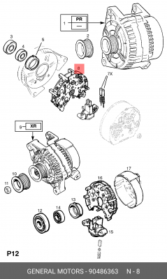 Выпрямитель, генератор 90486363 GENERAL MOTORS