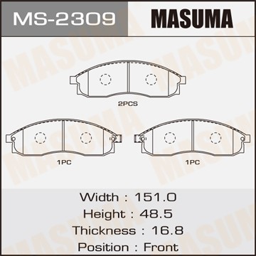 Колодки тормозные дисковые MS2309 MASUMA