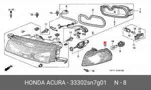 Фонарь указателя поворота 33302SN7G01 HONDA