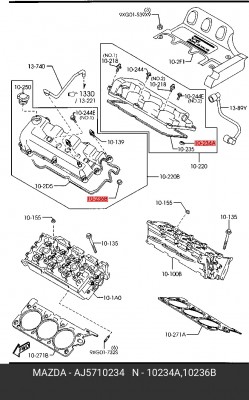 Прокладка свечного колодца AJ5710234 MAZDA