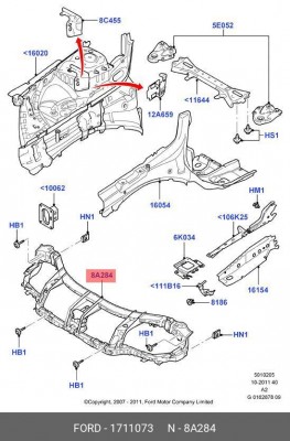 Панель крепления радиатора 1 711 073 FORD