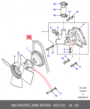 Клиновой ремень 563132 MG ROVER LAND ROVER