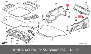 Клипса крепежная 91561S84A21ZA HONDA