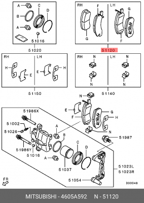 Колодки тормозные дисковые 4605A592 MITSUBISHI