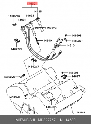 Провода высоковольтные системы зажигания (комплект) MD322767 MITSUBISHI