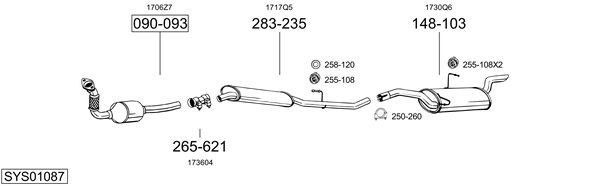 Глушитель выхлопных газов конечный 287215 BOSAL