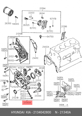 Насос масляный ДВС 2134042800 HYUNDAI KIA
