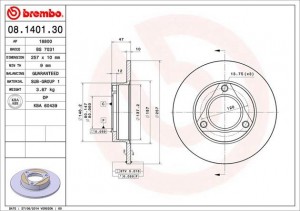 Тормозной диск 08.1401.30 BREMBO
