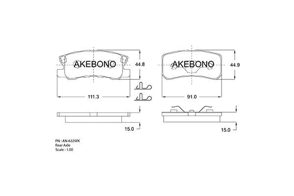 Колодки тормозные дисковые AN632WK AKEBONO