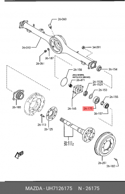 Комплект подшипника ступицы колеса UH7126175 MAZDA