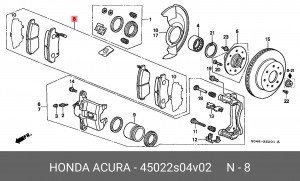 Комплект тормозных колодок, диско 45022S04V02 HONDA