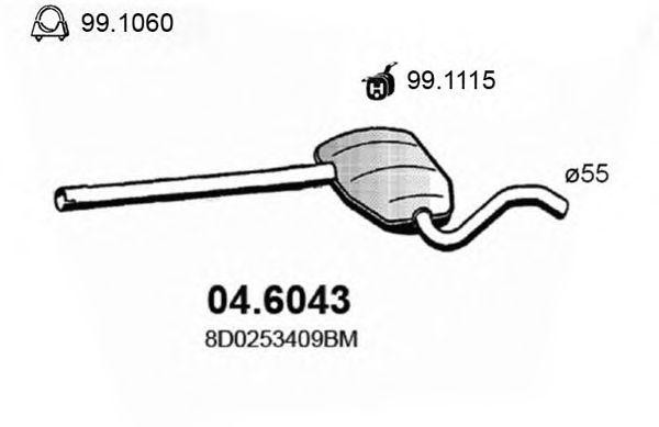 Средний глушитель выхлопных газов 046043 ASSO