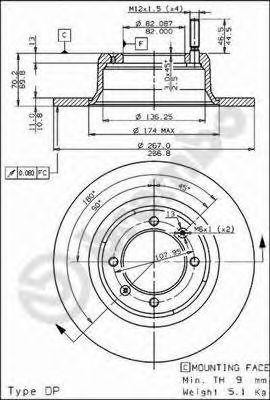 Тормозной диск 08.2567.30 BREMBO