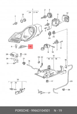 Облицовка, основная фара 99663104501 PORSCHE