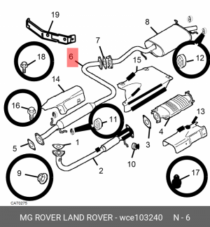 Средний глушитель выхлопных газов WCE103240 MG ROVER LAND ROVER