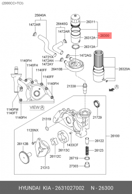 Масляный фильтр 2631027002 HYUNDAI KIA