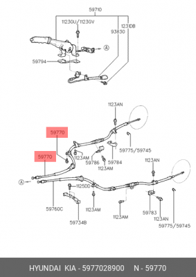 Трос, стояночная тормозная система 5977028900 HYUNDAI KIA