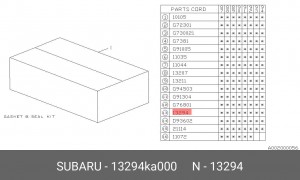 Прокладка, крышка головки цилиндра 13294KA000 SUBARU