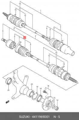 Комплект пылника, приводной вал 44119-69D01 SUZUKI