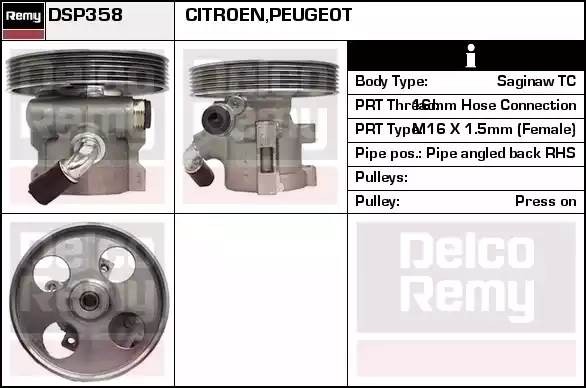 Гидравлический насос, рулевое управление DSP358 DELCO REMY