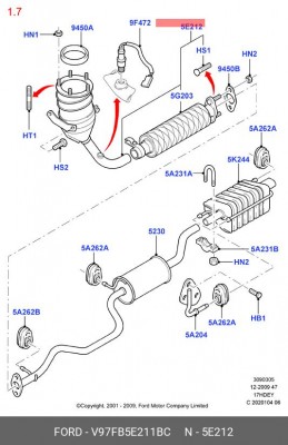 Катализатор V97FB-5E211-BC FORD