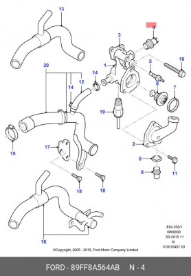 Клапан, управление рециркуляция ОГ 89FF8A564AB FORD