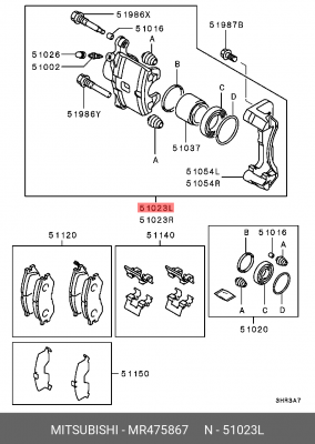 Тормозной суппорт MR475867 MITSUBISHI