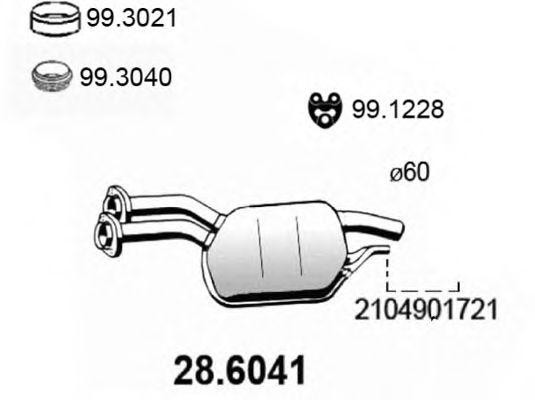 Средний глушитель выхлопных газов 286041 ASSO