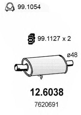 Средний глушитель выхлопных газов 126038 ASSO