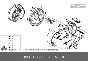 Комплект тормозных колодок 1906352 IVECO
