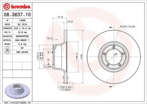 Тормозной диск 08.3637.10 BREMBO