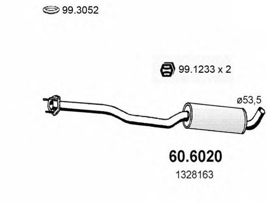 Средний глушитель выхлопных газов 606020 ASSO