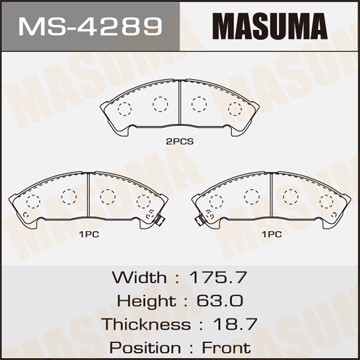Колодки тормозные дисковые MS4289 MASUMA