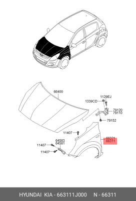 Крыло переднее 663111J000 HYUNDAI KIA