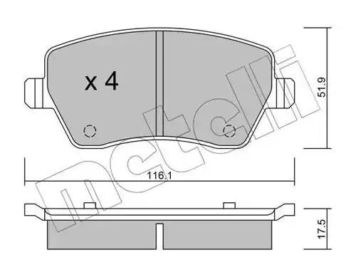 Комплект тормозных колодок, диско 2204850 METELLI