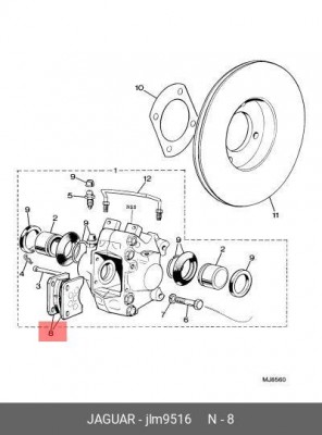 Комплект тормозных колодок, диско JLM9516 JAGUAR