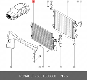 Конденсатор, кондиционер 6001550660 RENAULT