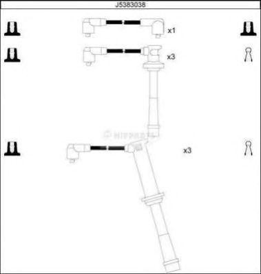 Ккомплект проводов зажигания J5383038 H B JAKOPARTS NIPPARTS
