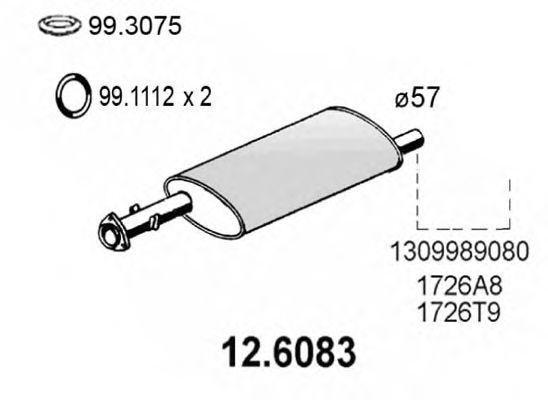 Средний глушитель выхлопных газов 126083 ASSO