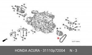 Поликлиновой ремень 31110-P72-004 HONDA