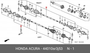 Шарнирный комплект, приводной вал 44010SR3J53 HONDA